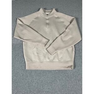 FootJoy Mens Quarter Zip Pullover Tan Beige Golf Sweater Large FJ Logo Mock Neck